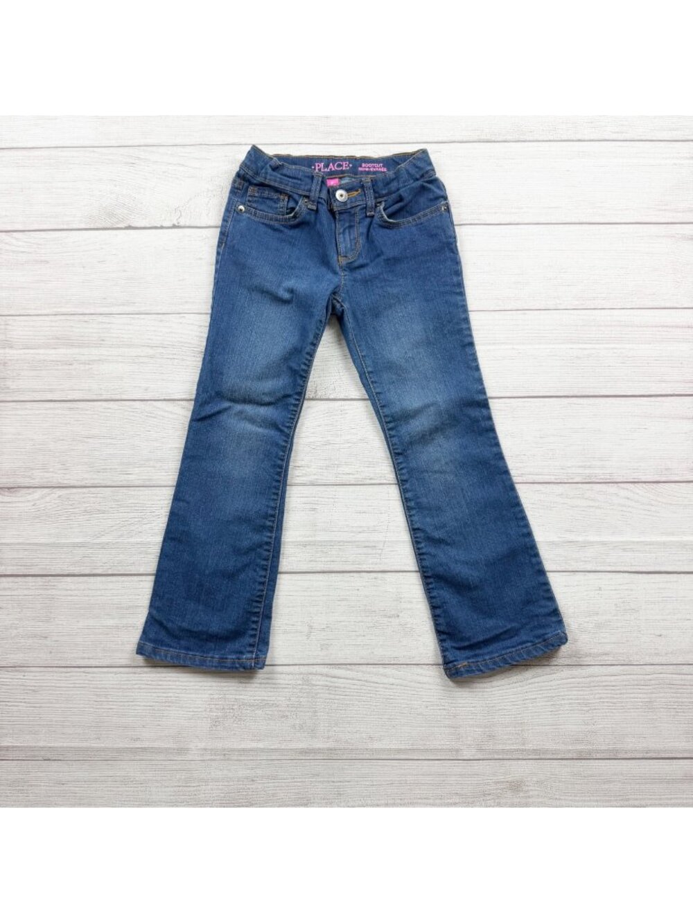 Children's Place Bootcut Blue Denim Jeans Girls Adjustable Waist 6